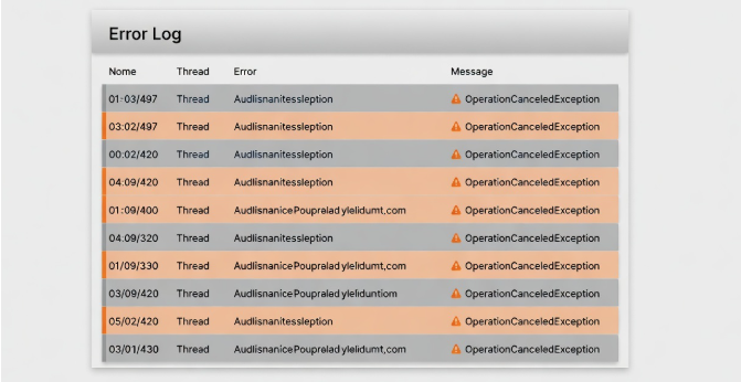 Error log screenshot (anonymized).