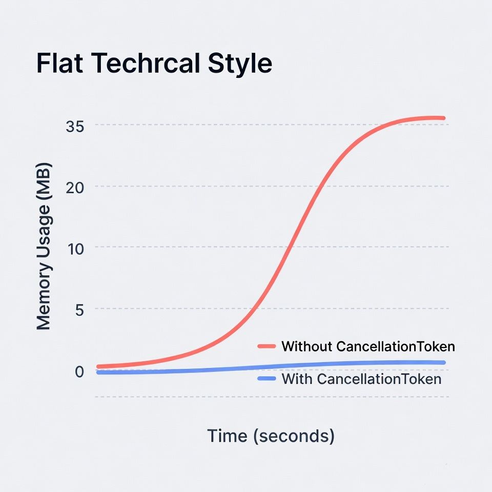 Graph showing memory spike without cancellation.